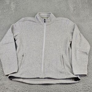 Orvis Sweater Womens Large Gray Full Zip Knit Pockets Soft Jacket Outdoor Adult